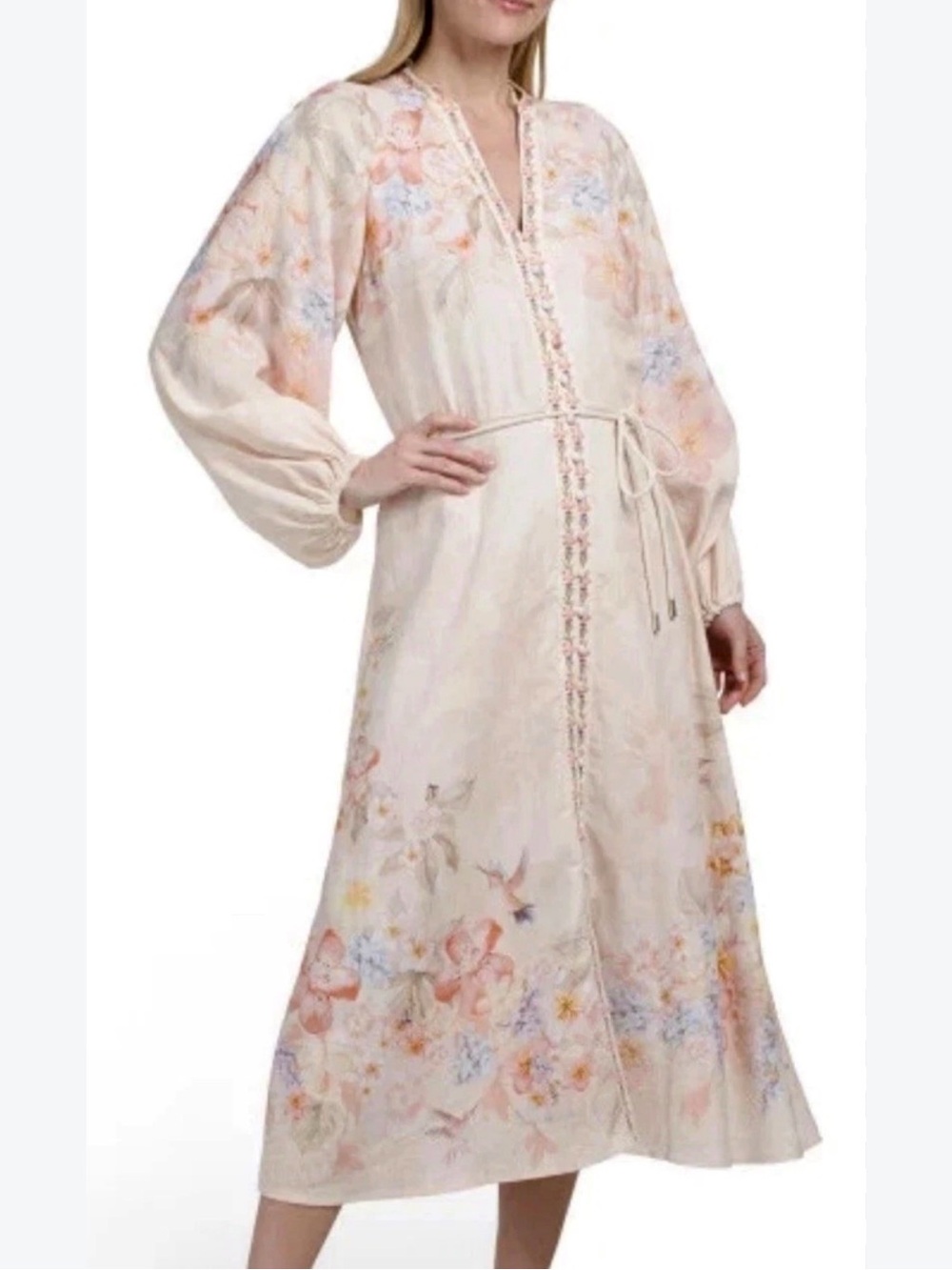Calypso Floral Embroidered Cream dress